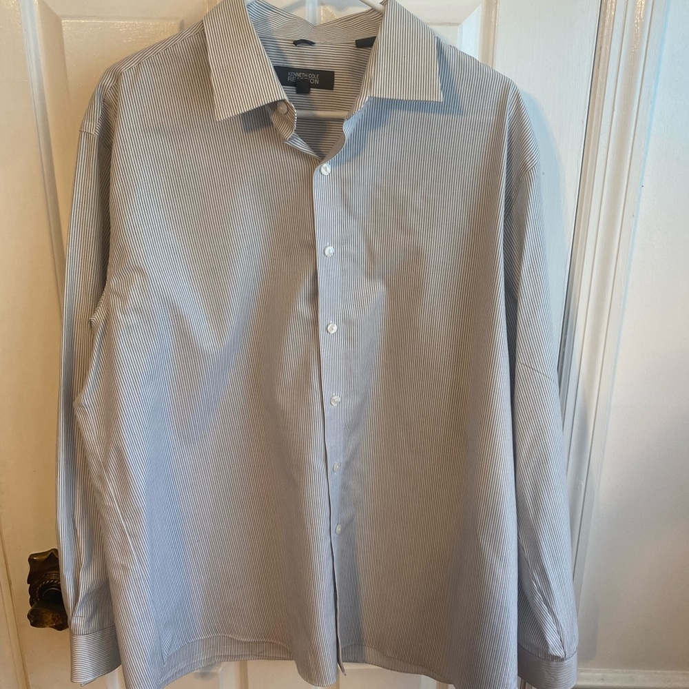 Kenneth Cole Men's Navy Striped Dress Shirt